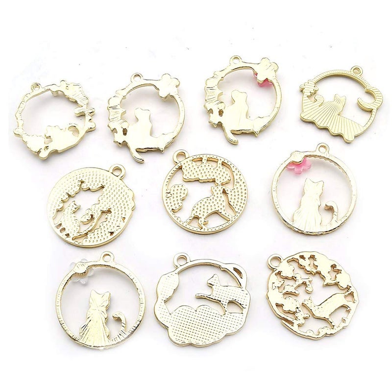 WOCRAFT 20 pcs Gold Plated Enamel Flower Cat Charms Pendant for Jewelry Making Necklace Bracelet Earring and Slime DIY Jewelry Accessories Charms (M451) - Image 4